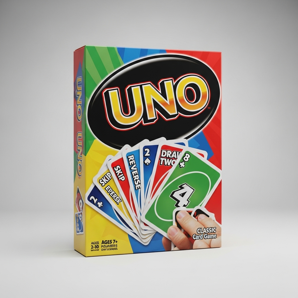 Caja del juego de cartas Uno